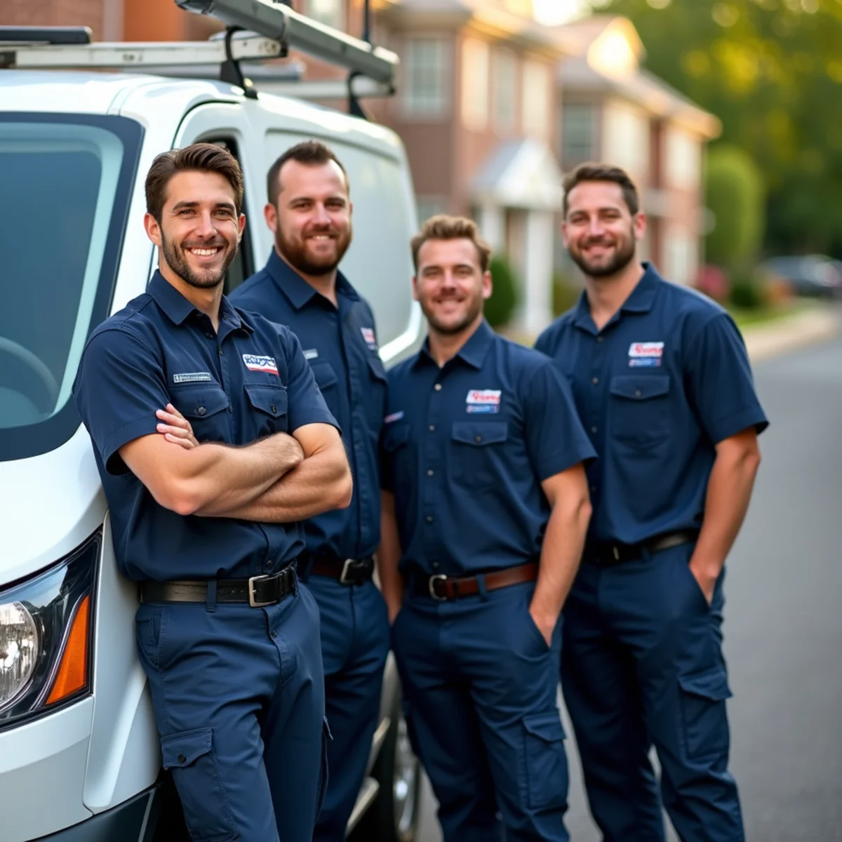 HVAC Stafford VA technicians and service van at a Stafford, VA home