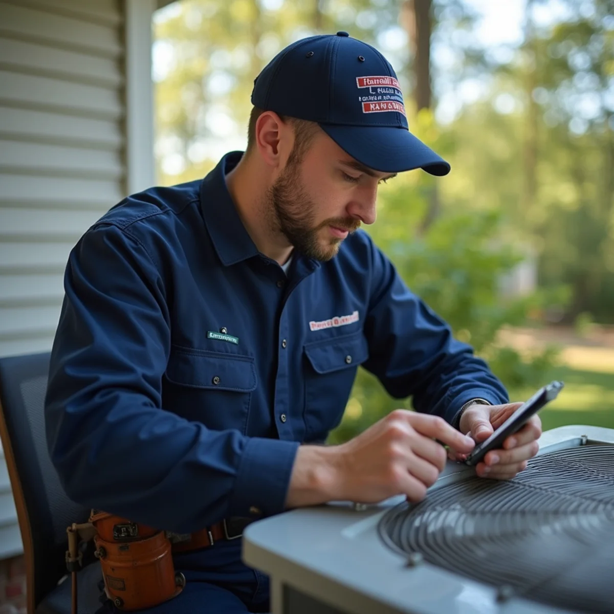 AC Repair being performed by a licensed technician at a Stafford, VA home