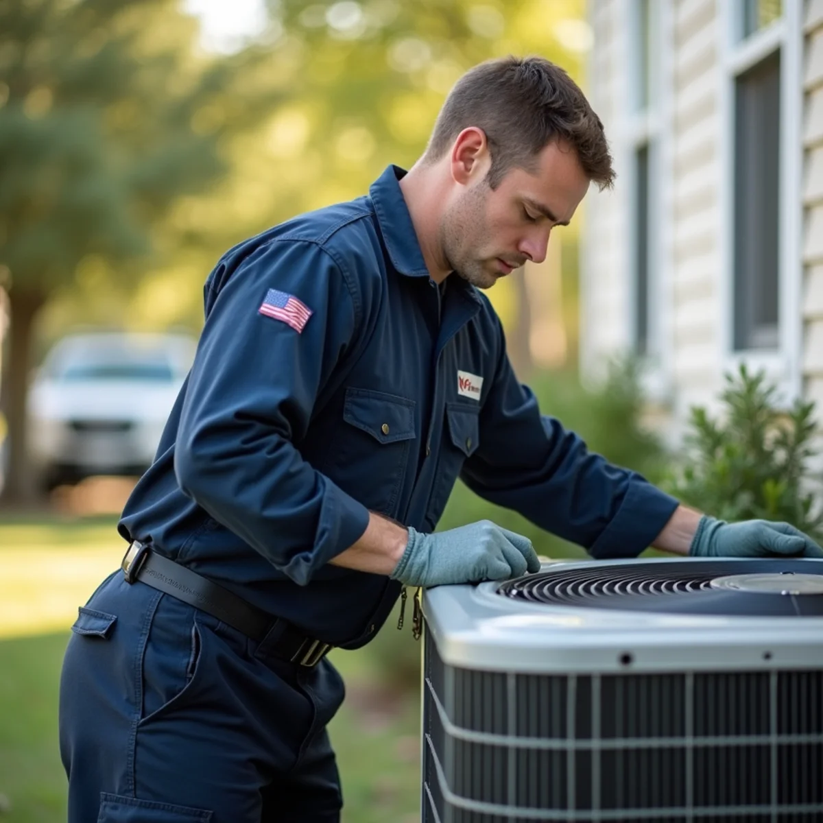 HVAC technician on a service call in Aquia Harbour, Stafford VA