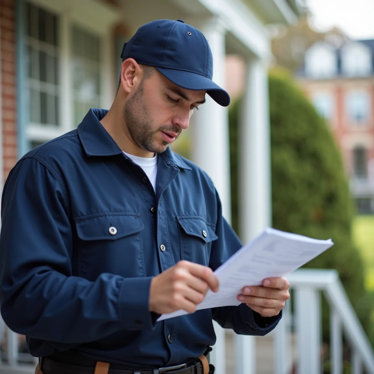 Technician reviewing a preventive maintenance contract checklist at a Stafford, VA office building