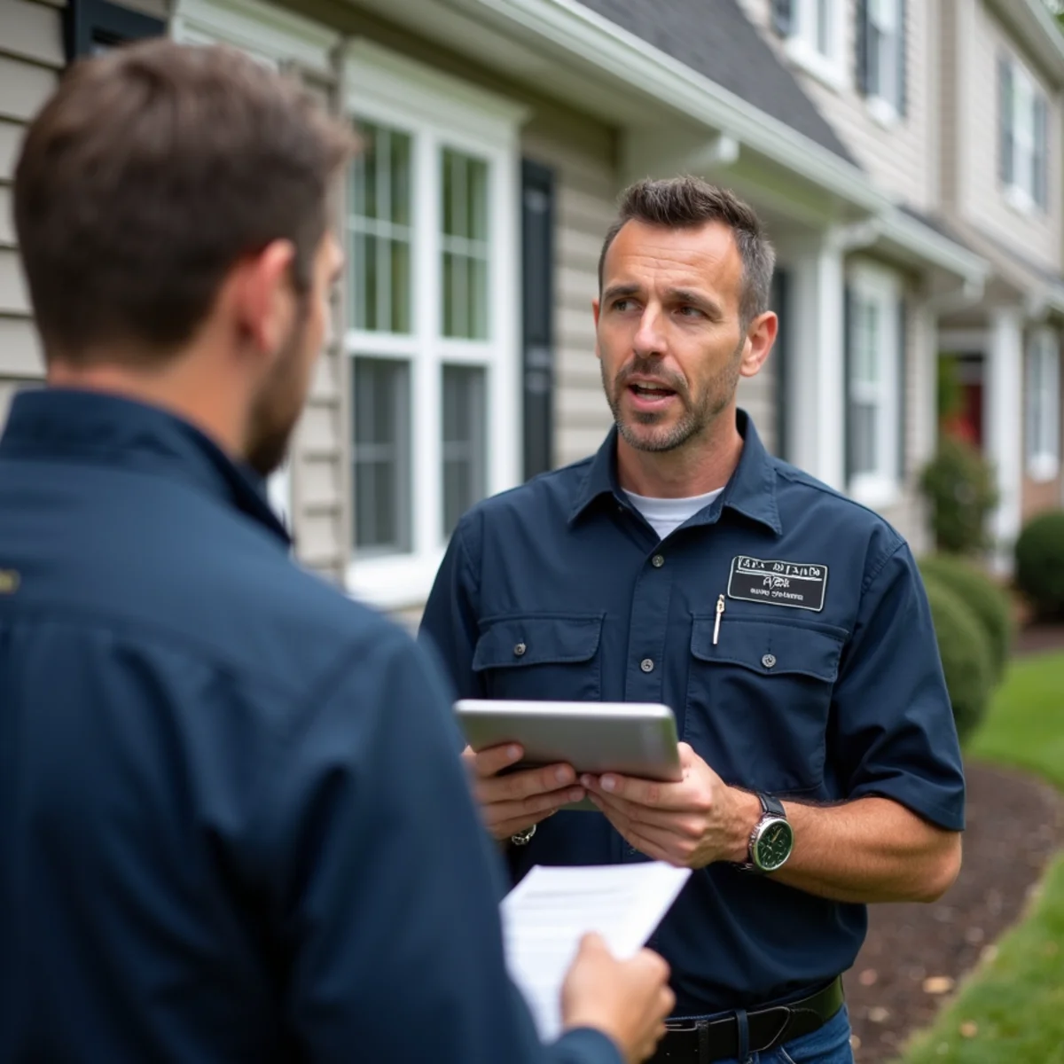 Business owner reviewing a commercial HVAC contractor's license and references in Stafford County, VA