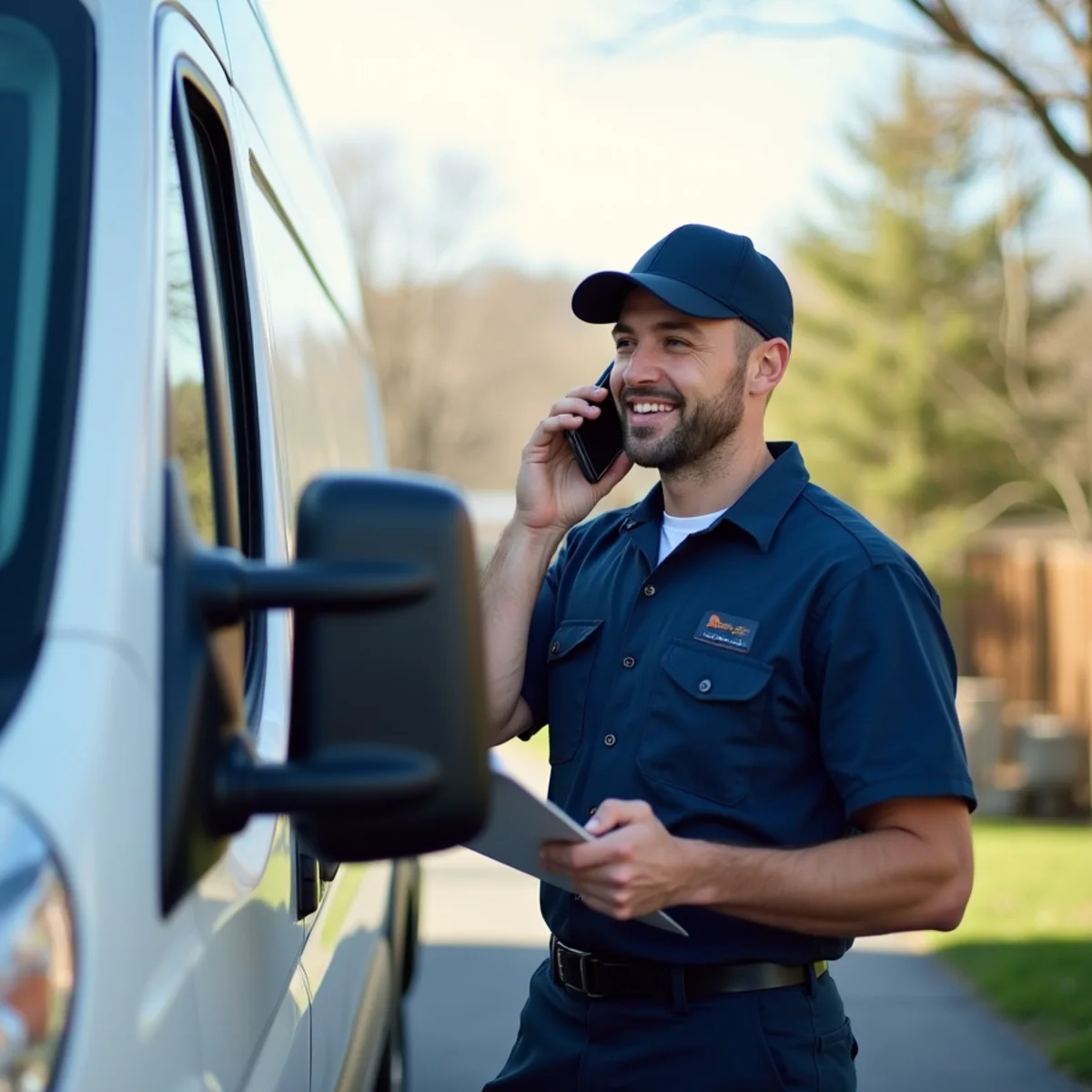 HVAC technician taking a service call to schedule heating and cooling help in Stafford, VA