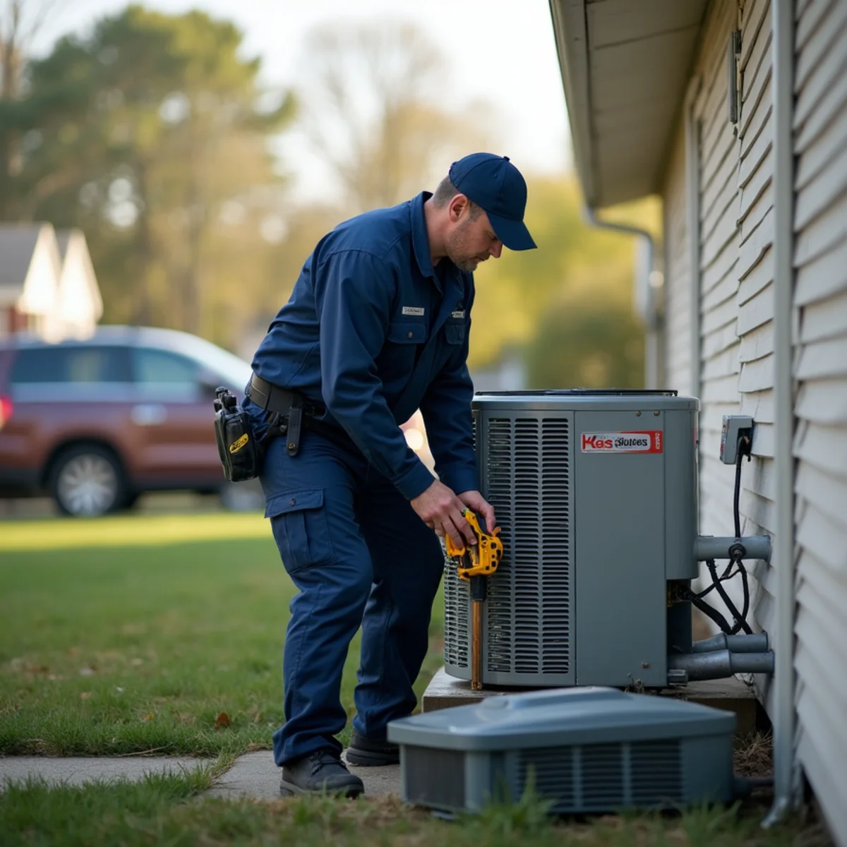 HVAC technician on a service call in Dumfries, Stafford VA