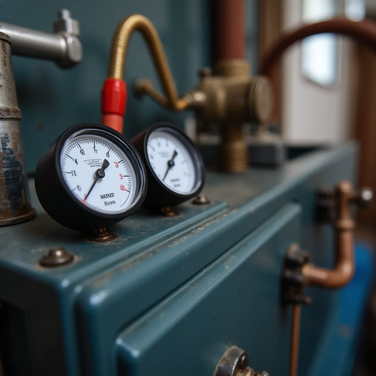 Close-up of emergency furnace repair (no heat) work and equipment in a Stafford, VA home