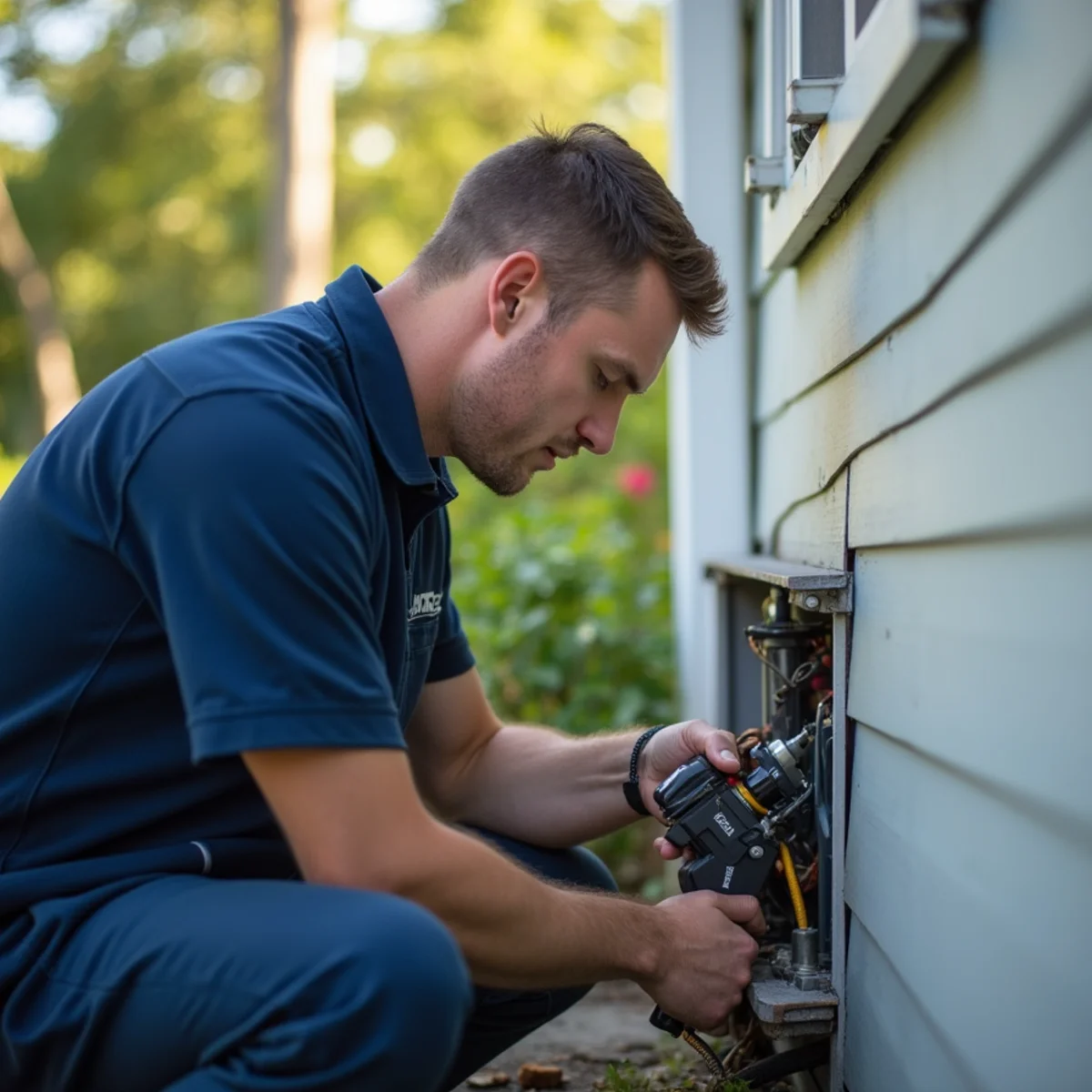 24/7 Emergency HVAC Repair being performed by a licensed technician at a Stafford, VA home