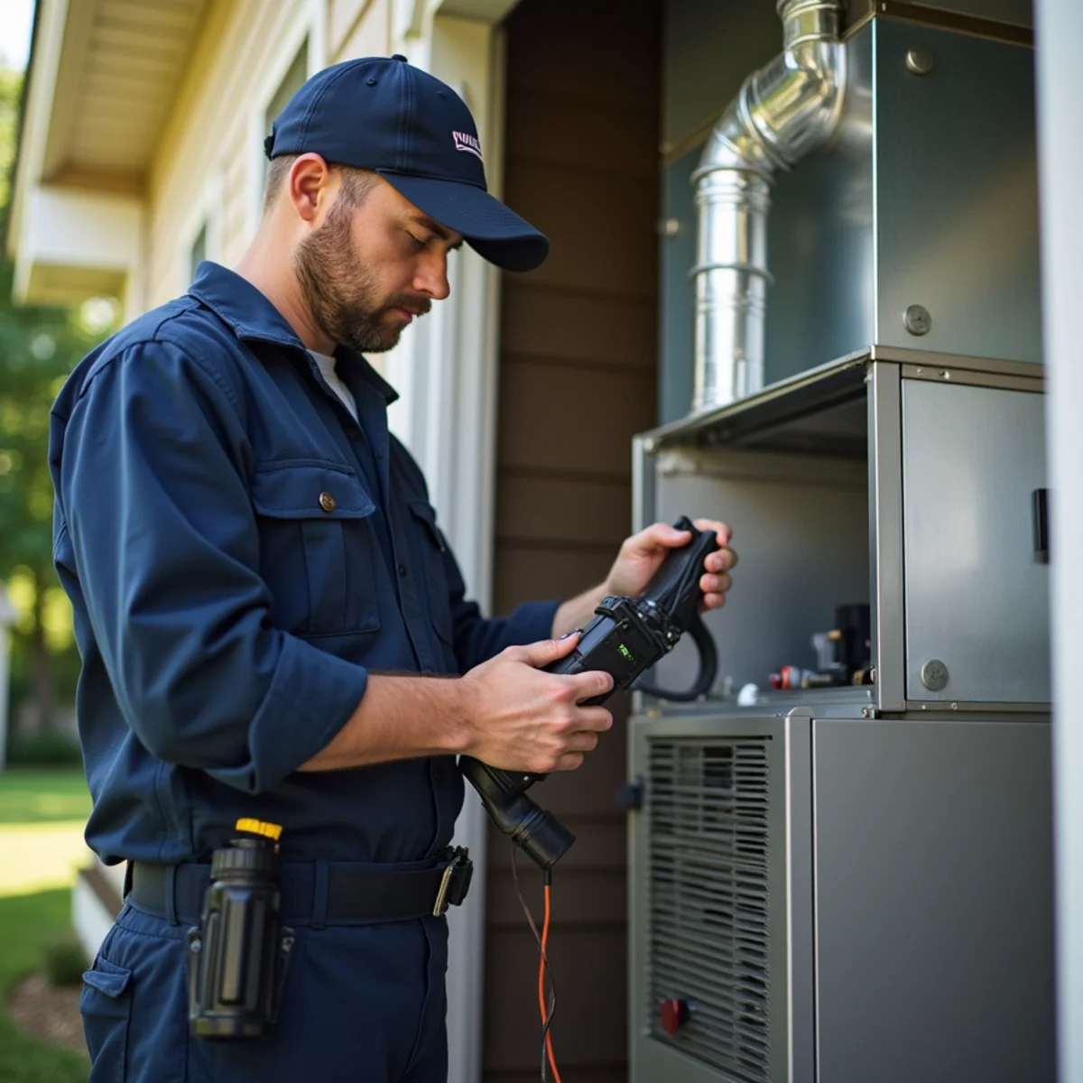 Furnace Installation & Replacement being performed by a licensed technician at a Stafford, VA home
