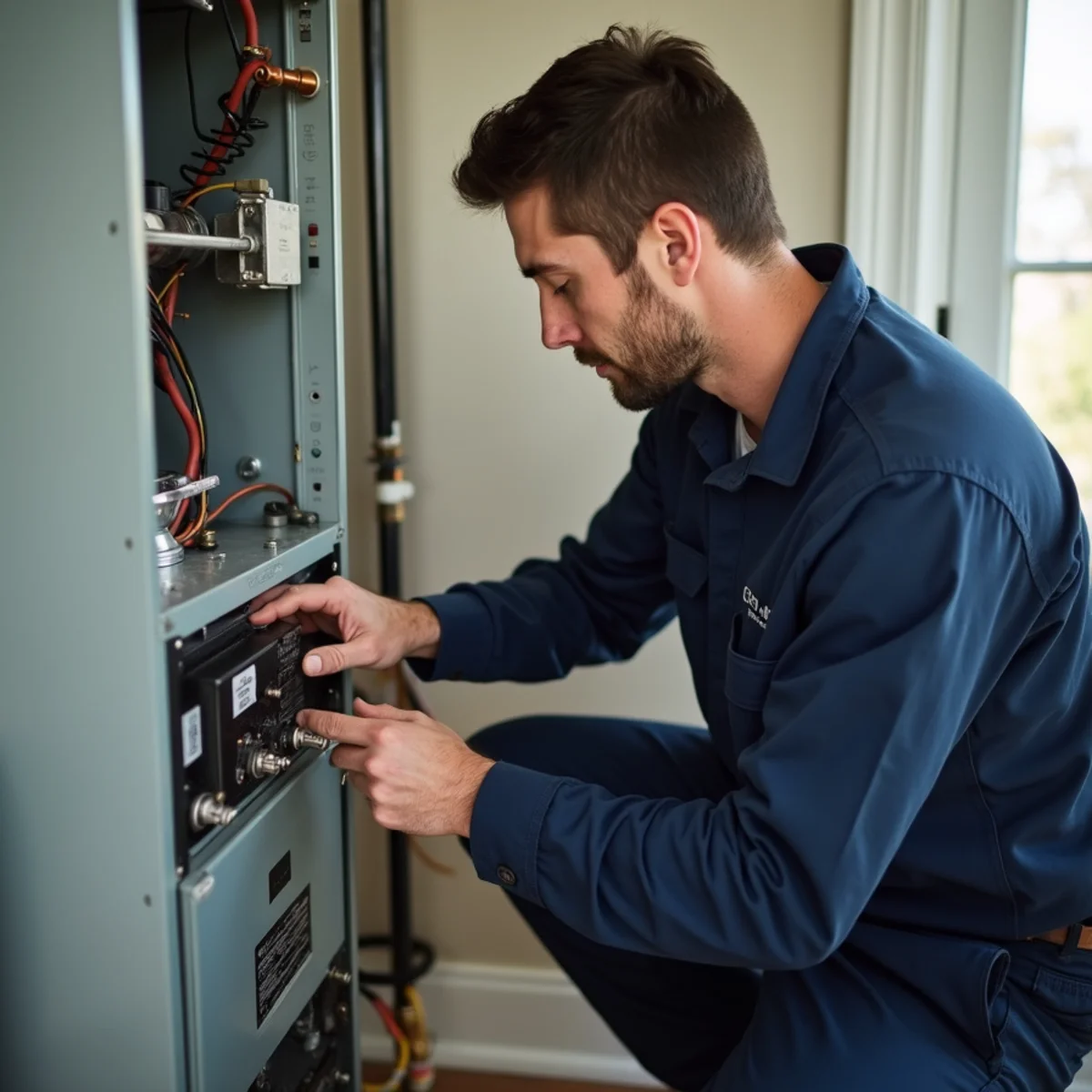 Furnace Repair being performed by a licensed technician at a Stafford, VA home