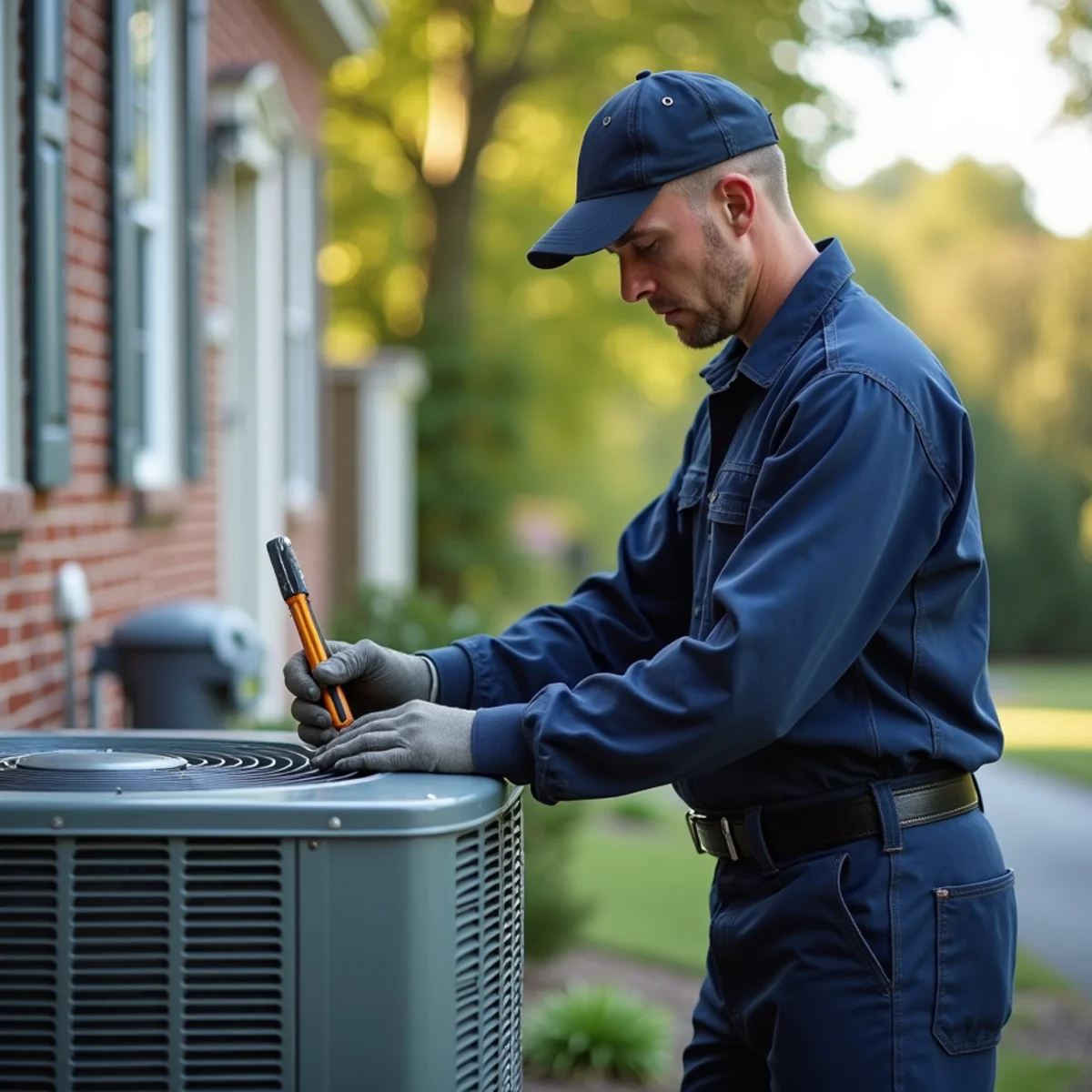 HVAC technician on a service call in Garrisonville Landing, Stafford VA