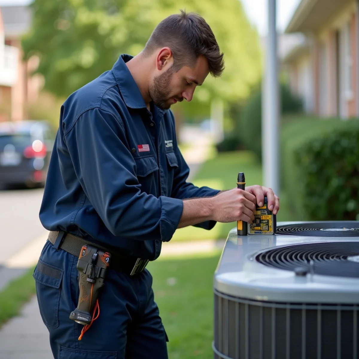 HVAC technician on a service call in Hampton Oaks, Stafford VA