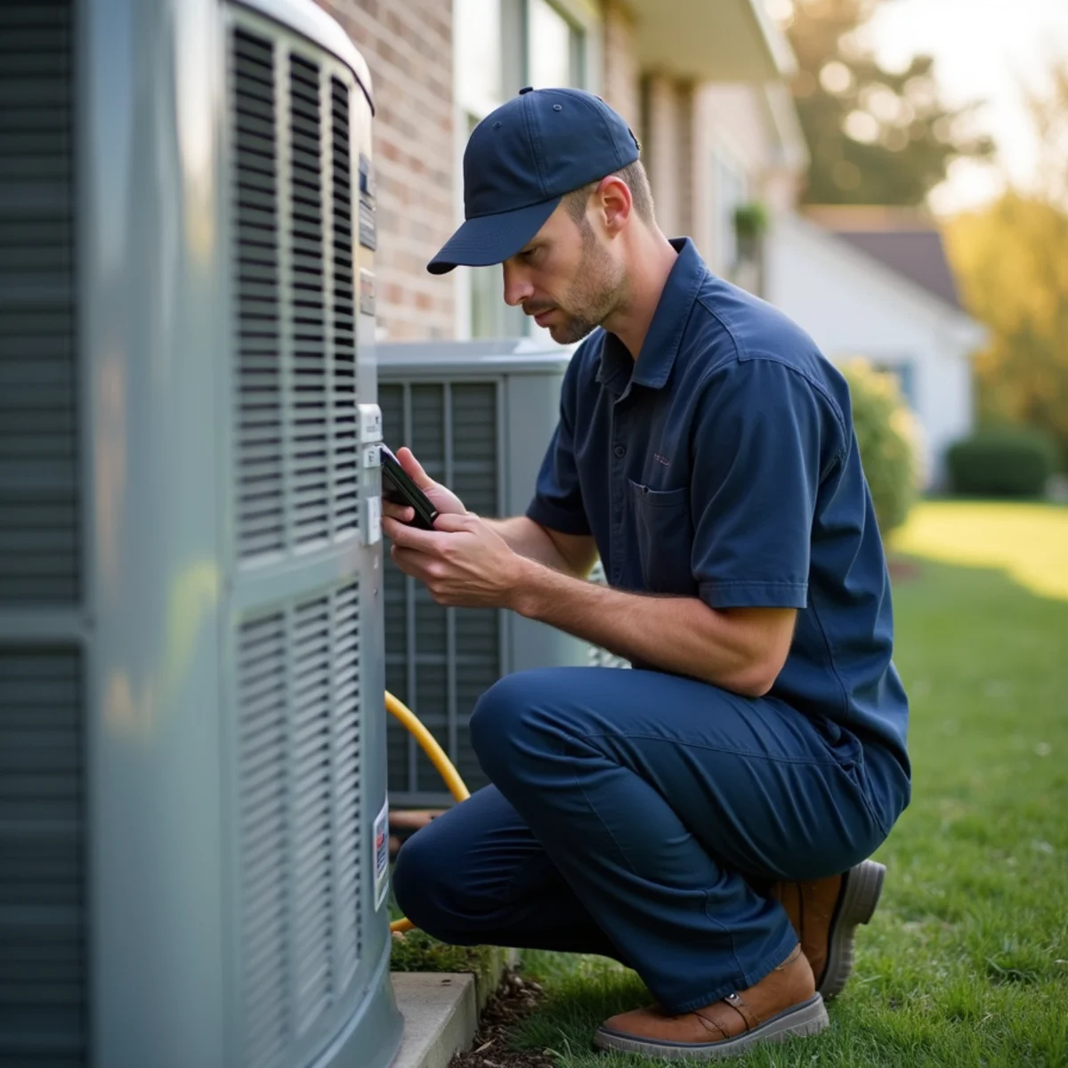 Heat pump and gas furnace equipment side by side at a Stafford, VA home