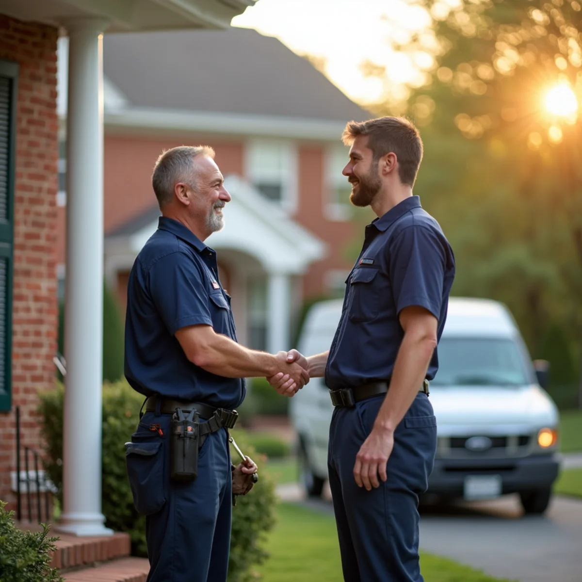 Homeowner reviewing a written HVAC estimate with a licensed technician at a Stafford, VA home