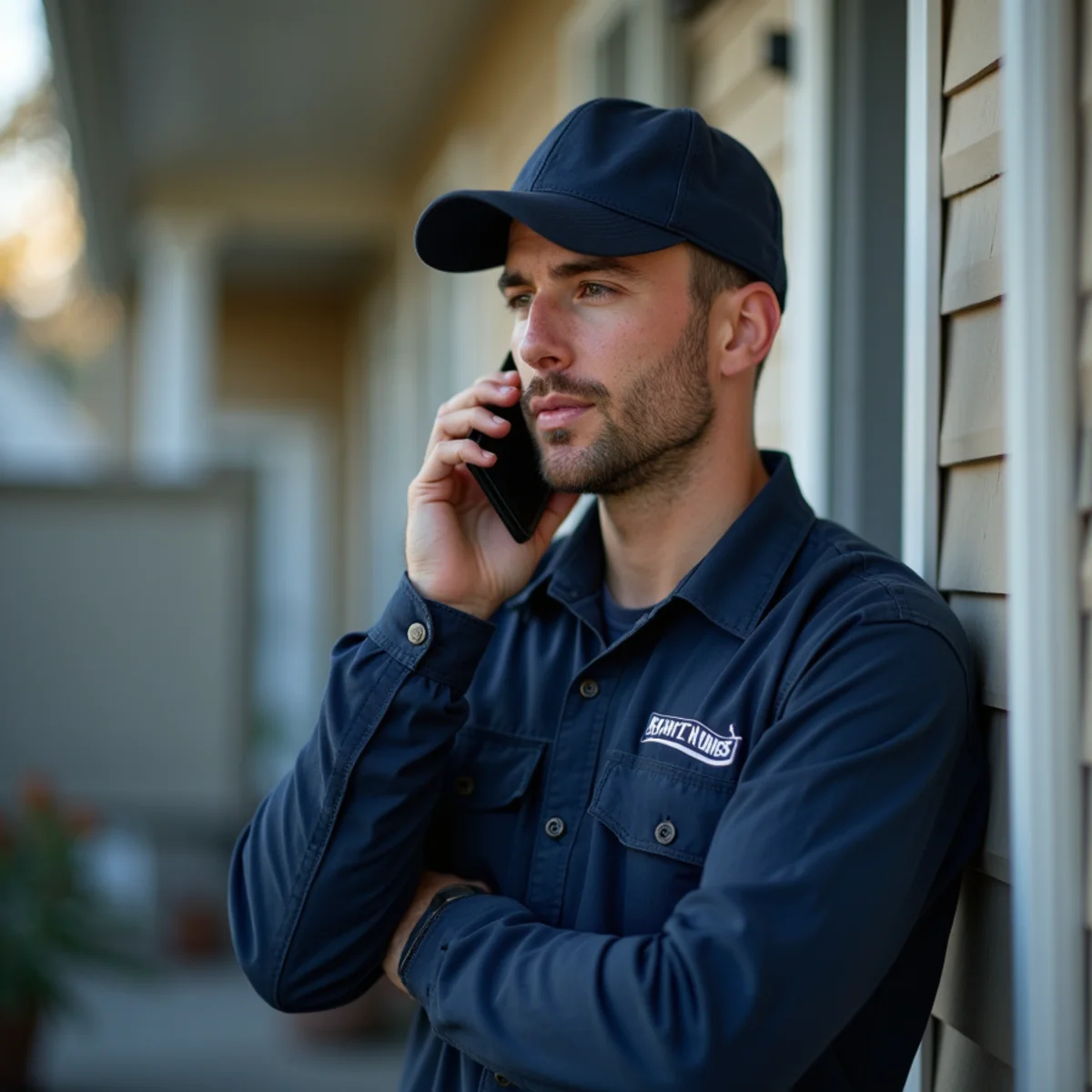 HVAC technician taking an after-hours call about a system problem in Stafford, VA