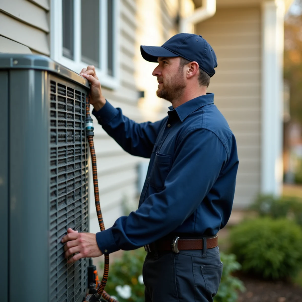 Residential HVAC Services being performed by a licensed technician at a Stafford, VA home