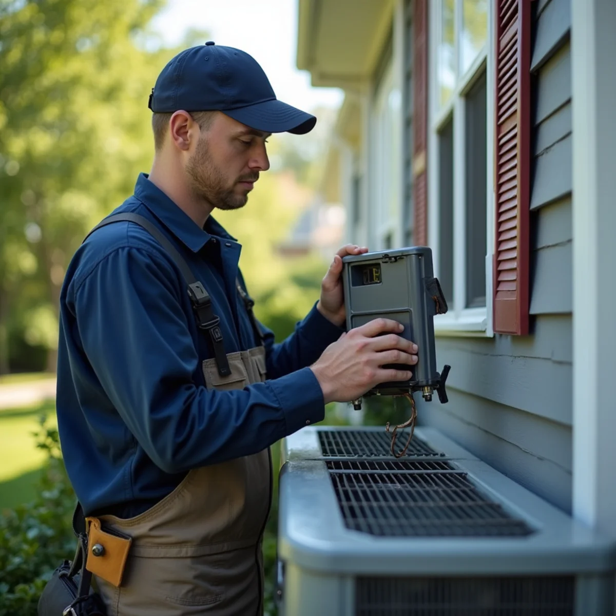 Same-Day No-Cool AC Service being performed by a licensed technician at a Stafford, VA home