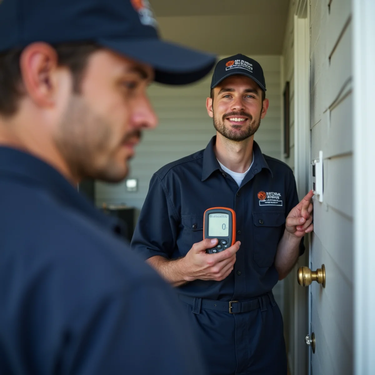 Technician measuring indoor humidity and coil temperature at a home near Aquia Harbour in Stafford, VA