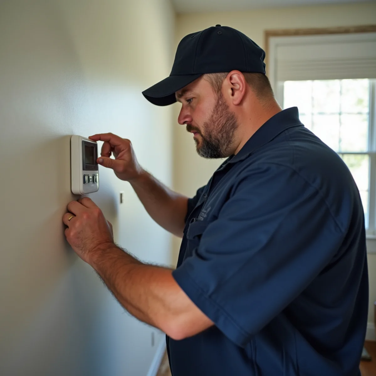 Thermostat Installation & Repair being performed by a licensed technician at a Stafford, VA home