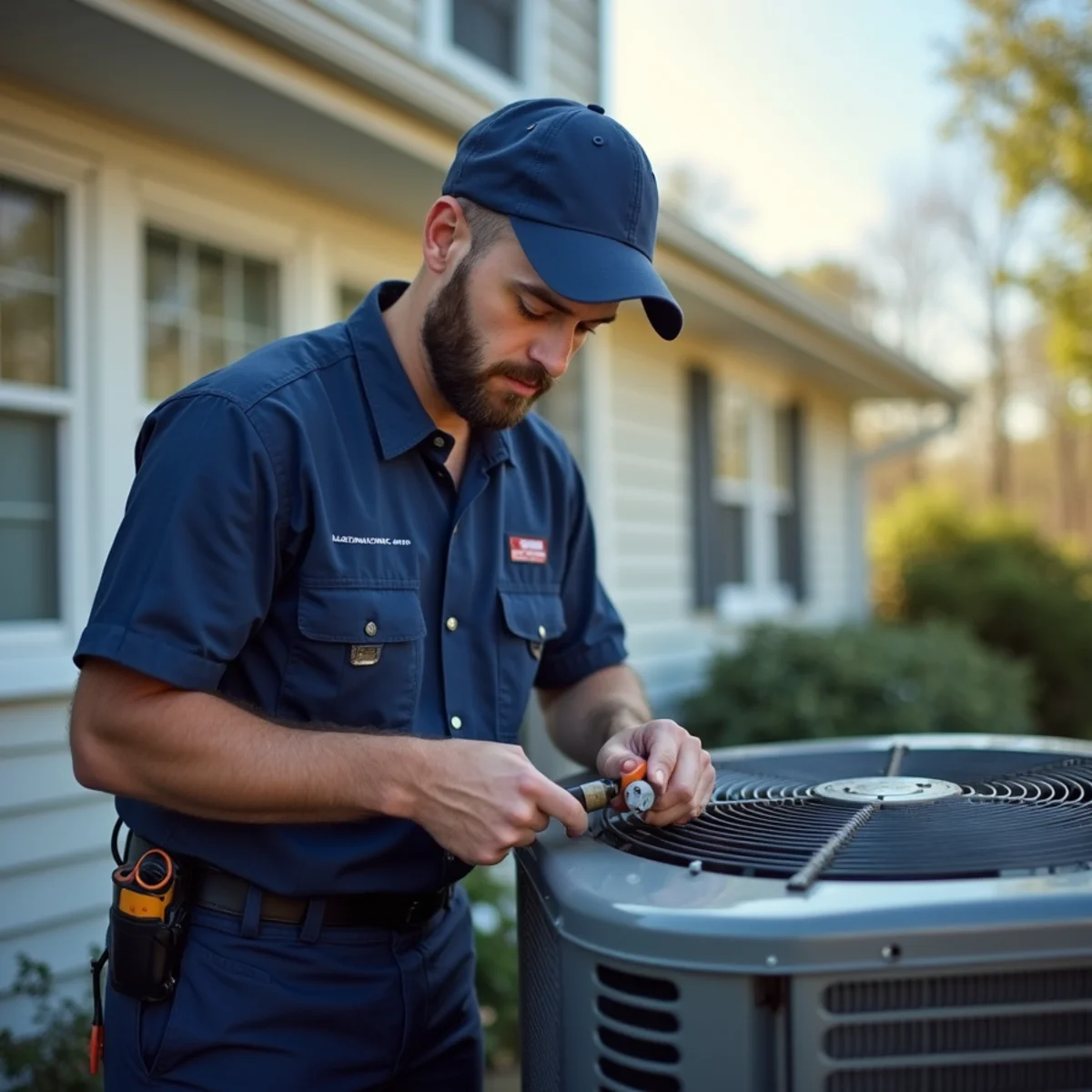 HVAC technician on a service call in Woodstream, Stafford VA
